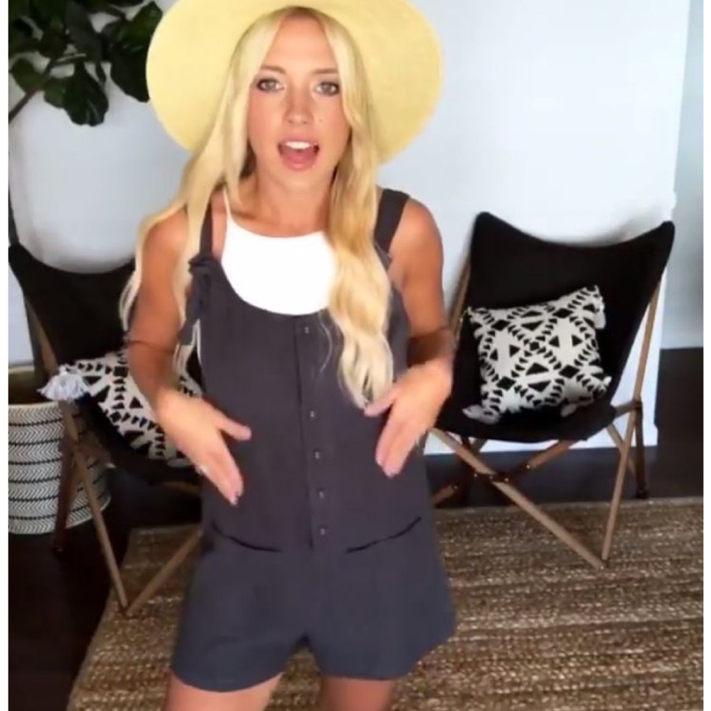Stylish Charcoal Button-Up Darcy Romper CJLA
